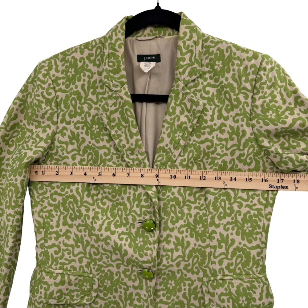 Vintage Y2K‎ J. Crew Blazer Lady Jacket 4 Green Paisley Floral Twee Preppy - Picture 8 of 10